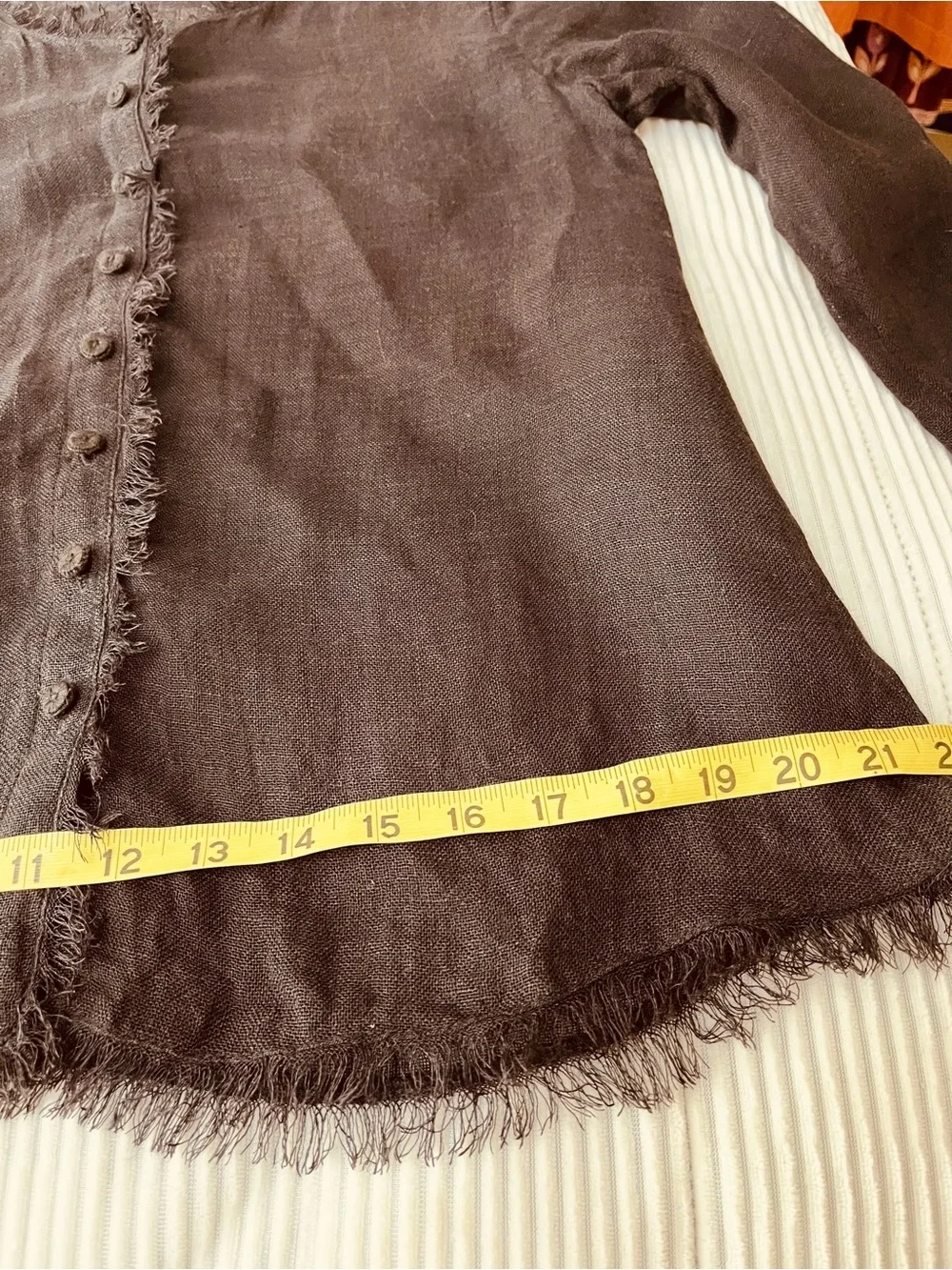Eileen Fisher Sheer Linen Button -Front Black/Brown Blouse. - Picture 14 of 14